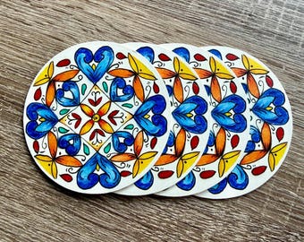 Italy-Inspired Coasters | Deruta Majolica Ceramics Style | Handmade Design