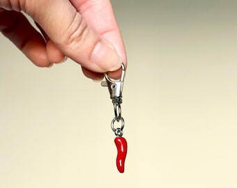 Italian Horn Keychain | Handmade Cornetto, Amulet for Good Luck | Silver Color Alloy