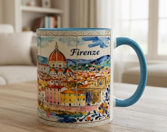 Florensinspirerad kaffemugg, keramisk kopp med Duomo-design, italiensk konstsouvenir