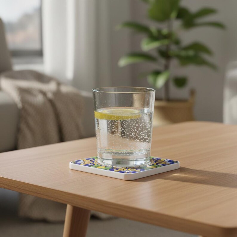 Podkładka ceramiczna z wzorem cytrynowym | Wzór cytrusowy w stylu śródziemnomorskim zdjęcie 8