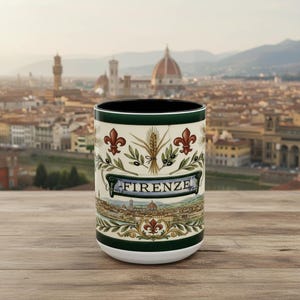 Grote Italiaanse keramische mok (444 ml) geïnspireerd op Florence – Florence Cityscape Cup