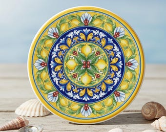 Podkładka ceramiczna Amalfi Lemon 4 x 4 cale – włoska sztuka majolikowa