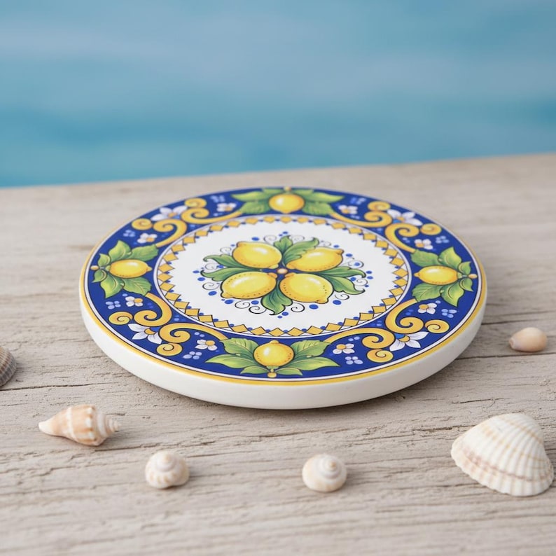 Podkładka ceramiczna z wzorem cytrynowym | Wzór cytrusowy w stylu śródziemnomorskim zdjęcie 7