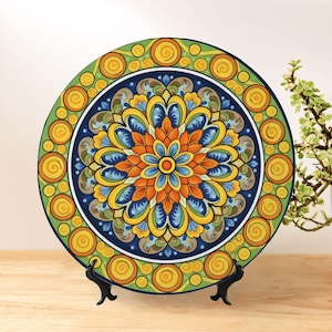 Mediterranean Mandala Ceramic Decorative Plate – Italian Majolica Art Home Decor