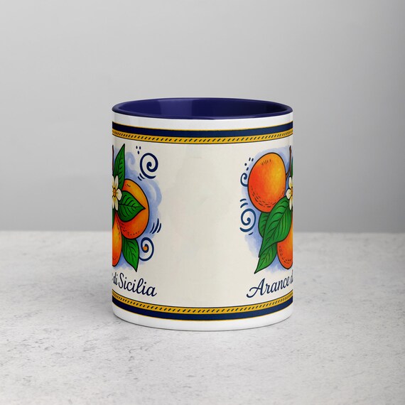 Sicilian Orange Ceramic Coffee Mug: Vintage Italian Fruit Art