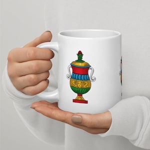 Italienisches Karten-Acs der Becher - 11 Unzen weiße Keramik-Kaffeetasse, einzigartiges Geschenk für Kartenspieler und Sammler