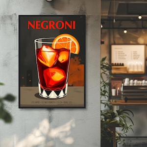 Gerahmtes Poster Negroni Cocktail: Sommer Barwagen Art