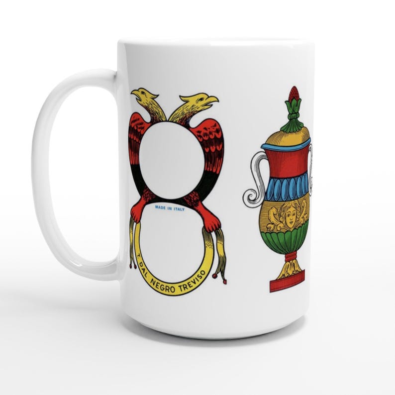 Scopa Card Game Mug | Neapolitan Cards Print | 15oz Ceramic Coffee Cup Gift image 3