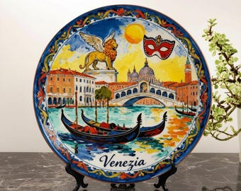 Venetian Souvenir Wall Plaque, Lion of St. Mark, Bright Italian Pottery Display