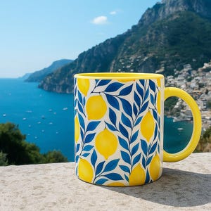Amalfi Coast Lemon Mug: Italian Ceramic Coffee Cup, Positano Kitchen Decor