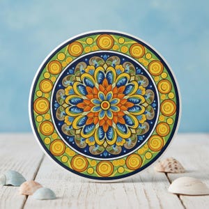Italian Majolica 4 x 4 inches Ceramic Coaster – Colorful Mediterranean Tile, Amalfi Decor