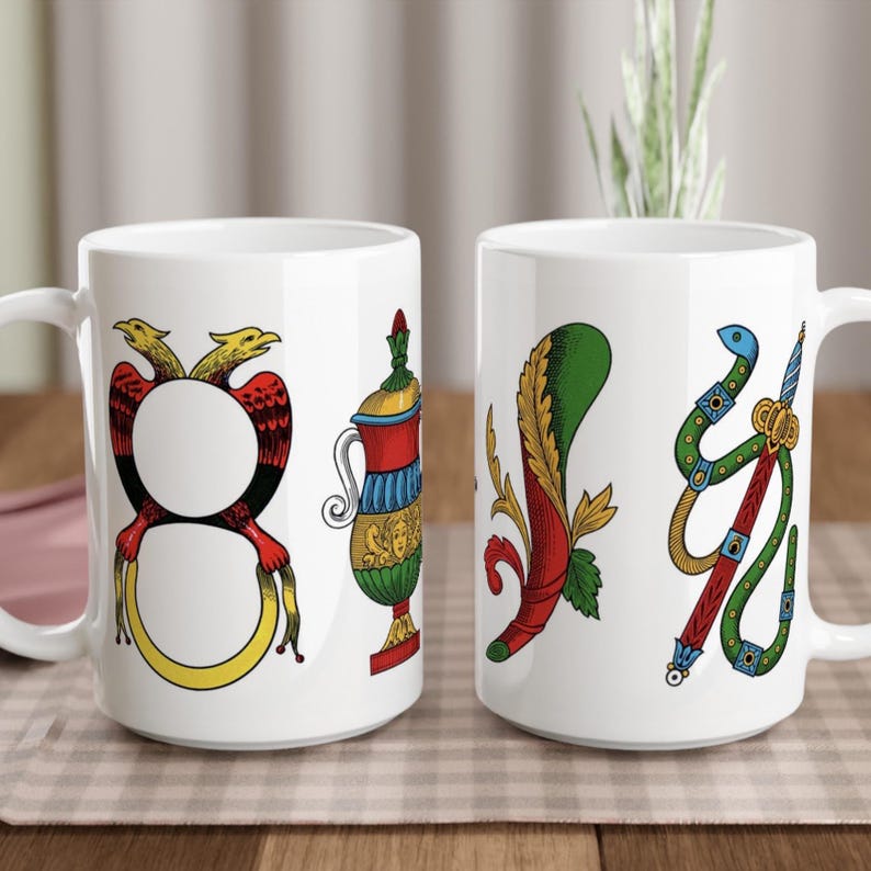 Scopa Card Game Mug | Neapolitan Cards Print | 15oz Ceramic Coffee Cup Gift image 4