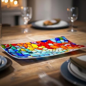 Colorful Murano Style White Clay Tray – Italian Art Mosaic Serving Platter for Table Decor
