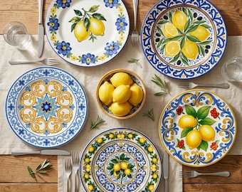 Decorative Majolica Inspired Porcelain Dinner Plates Set of 4