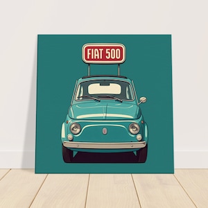 Vintage 1956 Fiat 500 Car Art Print on Canvas