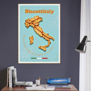 Italy Biscotti Map Art Print: Italian Kitchen Decor