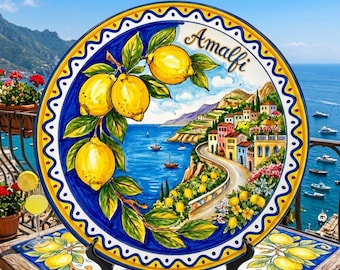 Amalfi Coast Display Plate Coastal Decor Inspired by Costiera Amalfitana Italy Ceramic Artwork Gift