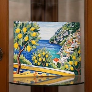 Amalfi Coast Ceramic Photo Tile 6x8 | Vibrant Italian Coastal Art