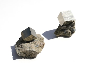 Raw Pyrite Cube in Matrix – Crystal for Protection & Decor (Each Sold Separately)