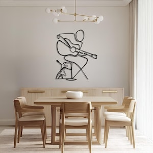 Metal Guitar Wall Decor, Music Lover Boyfriend Gift, Modern Wall Decor, Music Room Wall Art Decor, Line Art Music Lover Gift for Bestfriends