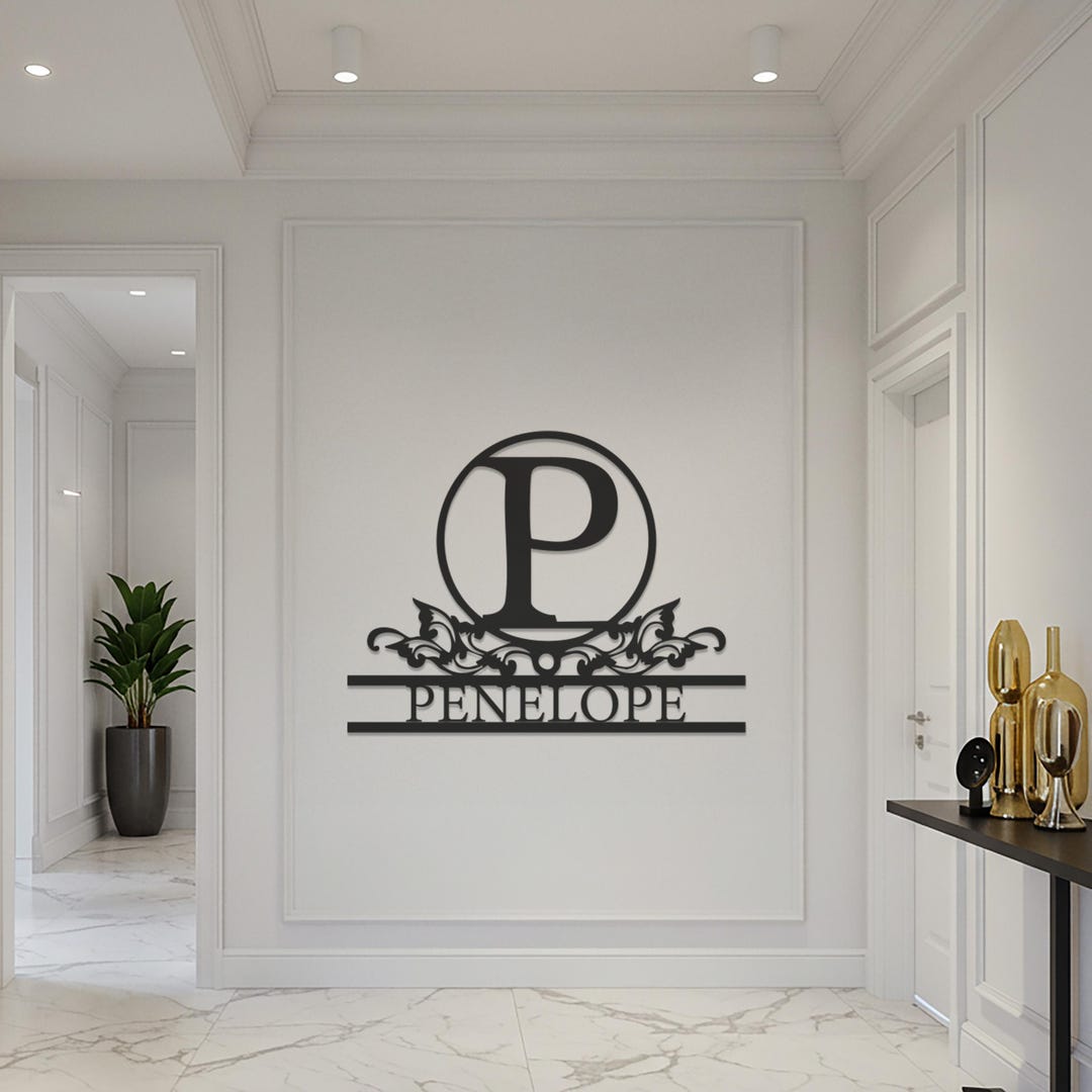 Personalized Metal Monogram Sign - Custom Name Wall Art, Family Last ...