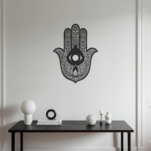 Hamsa Hand Metal Wall Art: Boho Islamic Home Decor