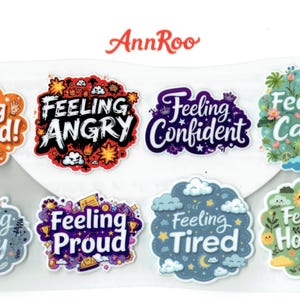 Emotion Aufkleber Set mit 12 Graffiti Stimmung Wasserdichte Aufkleber Journal Laptop Wasserflasche Geschenk Bunt Glücklich Wütend Stolz Vinyl Feel It