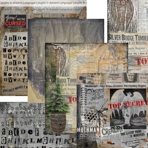 Mothman Cryptid Research Paranormal Investigator Junk Journal Kit 100+ Digital Pages & Ephemera Scrapbook Paper, Includes Limited Sale Use