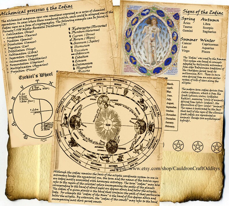 Digital Download Book of Shadows 3 Page Set the Zodiac - Etsy