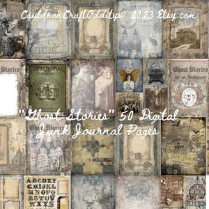 Ghost Stories Junk Journal Kit 50 Digital Pages of 100+ Graphics Paranormal Victorian Haunted Halloween Ephemera, Limited Sale Use