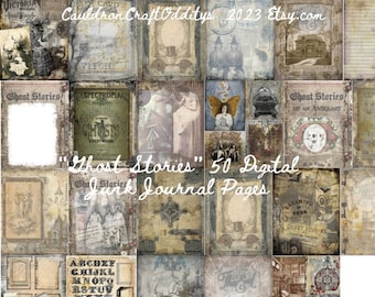 Ghost Stories Junk Journal Kit 50 Digital Pages of 100+ Graphics Paranormal Victorian Haunted Halloween Ephemera, Limited Sale Use