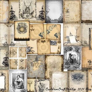 Mega Book of Shadows digitale perkamentpaginaset 150+ grafische afbeeldingen Victoriaanse Junk Journal Scrapbookpapier met beperkt verkoopgebruik inbegrepen