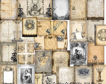 Mega Book of Shadows Digital Parchment Page Set 150+ graphic images Victorian Junk Journal Scrapbook Paper w/ Limited Sale Use Included