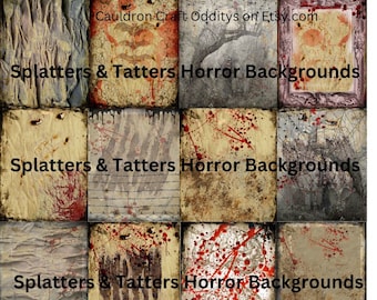 Tatters n Splatters 25 Horror Digital Background Pages for Scrapbook Paper, Junk Journals, Halloween ephemera- Includes Limited Sale Use
