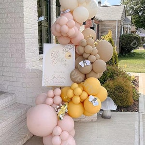 Kit ghirlanda di palloncini ape da 102 pezzi - Arco di palloncini boho giallo, sabbia, rosa e marrone per baby shower, addio al nubilato, decorazioni per feste di compleanno, matrimonio