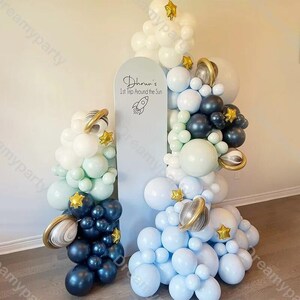 156pcs Galaxy Party Balloon Arch Kit - Blue Agate Space Balloons Garland Kit for Kids Birthday Party Decor, Baby Shower, Space Kids Party