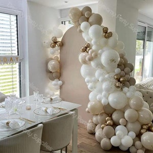 Kit ghirlanda arco palloncini beige da 155 pezzi - palloncini boho bianchi, sabbia e oro per baby shower, decorazioni per feste di compleanno, matrimoni e addio al nubilato