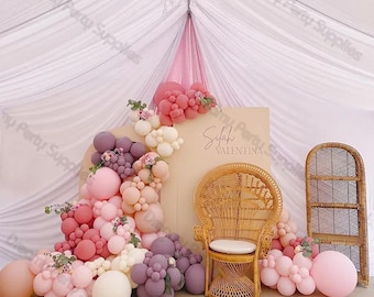 169pcs Boho Balloon Garland Kit - Pink, Peach, Sand & Purple Party Balloons for Baby Shower, Gender Reveal, Wedding, Birthday Party Decor