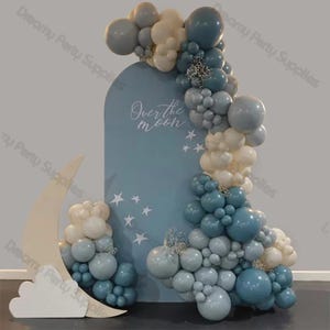 Kit arco ghirlanda di palloncini a tema spaziale da 145 pezzi - Palloncini blu, sabbia e grigi per baby shower, rivelazione del sesso, decorazioni per matrimoni e feste di compleanno