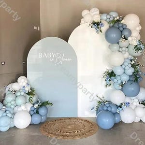 Kit ghirlanda di palloncini boho da 154 pezzi - Arco di palloncini bianchi e blu per baby shower, rivelazione del sesso, addio al nubilato, matrimonio, decorazioni per feste di compleanno
