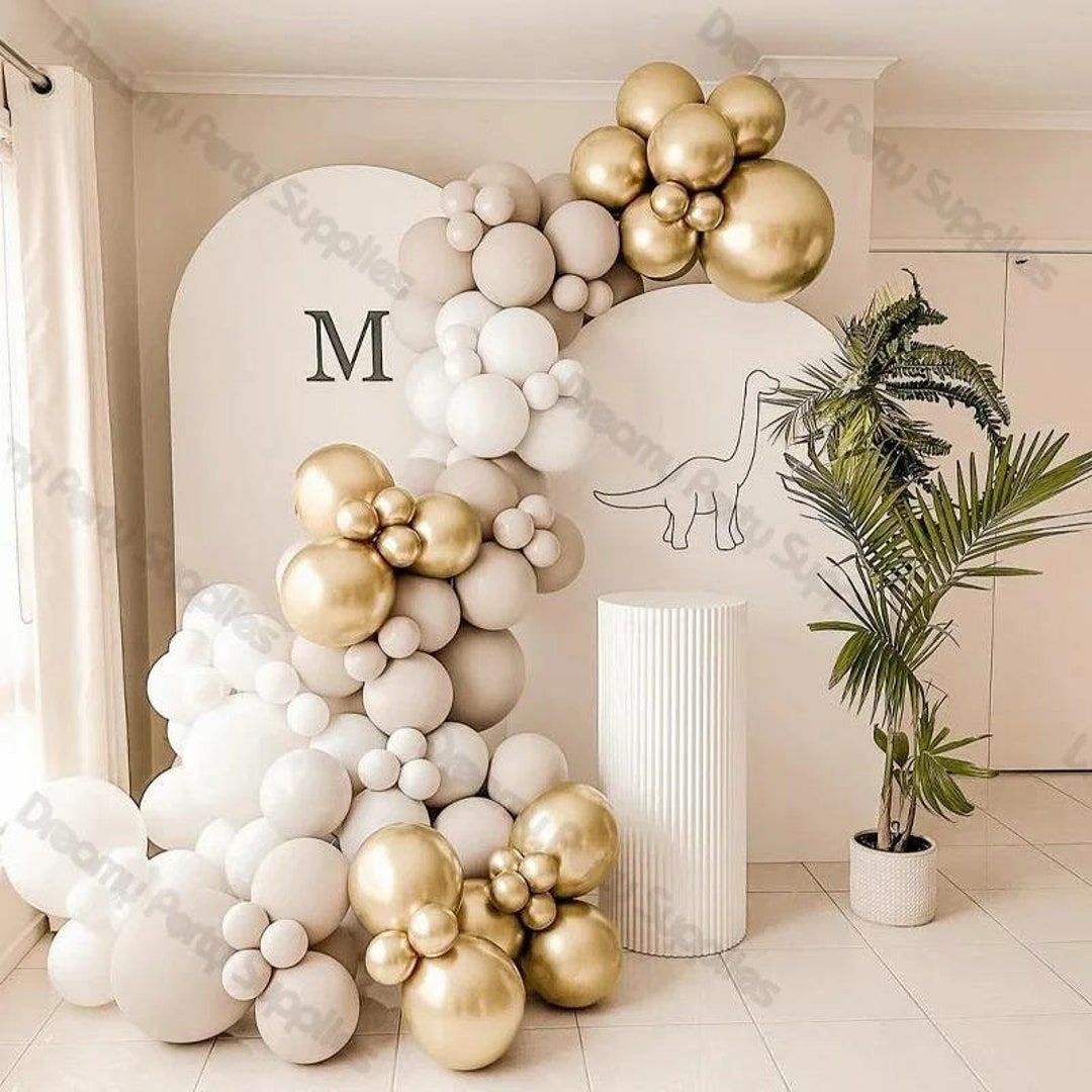 110pcs Boho Balloons Garland Kit - Gold, White & Sand Balloons Arch for ...