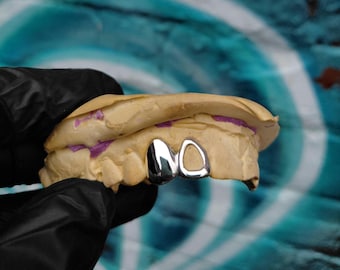 Grillz personalizado con tapa y ventana de plata 925