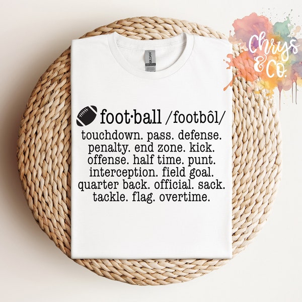 Football Definition SVG Cricut PNG File Digital Design Clip Art Touchdown Defense Quarterback Flag Kick Penalty Official End Zone