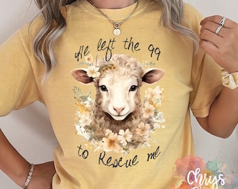 He left the 99 to Rescue Me Lamb Floral Watercolor Pastel PNG File Digital Design Clip Art | Instant Download | DIY | Easter Shirt