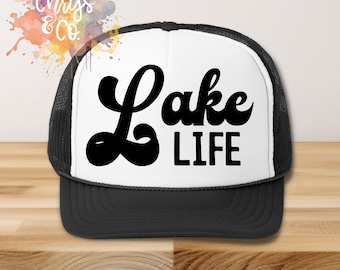 Lake Life Groovy SVG PNG File: Vintage Trucker Hat Design (Digital Download)
