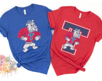 Louisiana Tech Bulldogs Vintage Remastered Football PNG File Digital Design Clip Art | Instant Download | DIY Red White Blue Mascot Dawgs