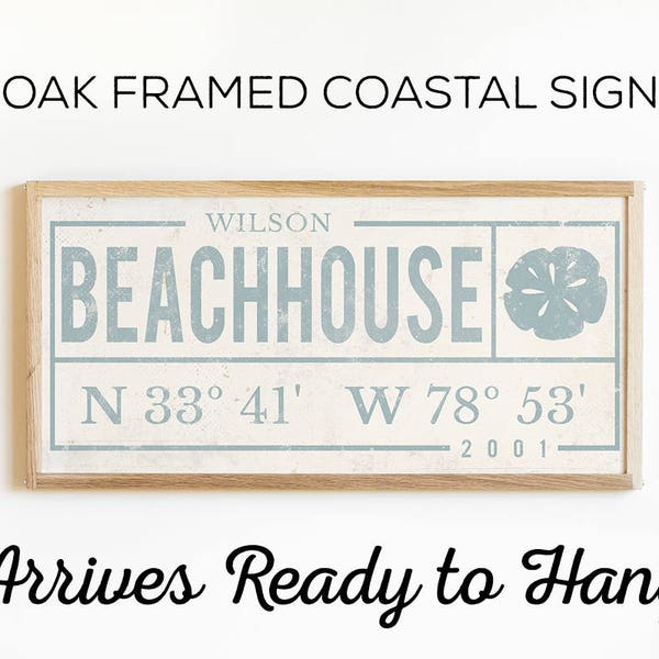 Custom Beach House Decor - Wood Framed BeachHouse Sign in 2 Colors and 2 Sizes