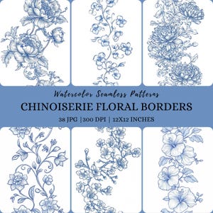 38 chinoiserie bloemen digitaal papier vintage behang, vintage bloemen, chinoiserie digitaal papier clipart. Botanische rand, trouwrand