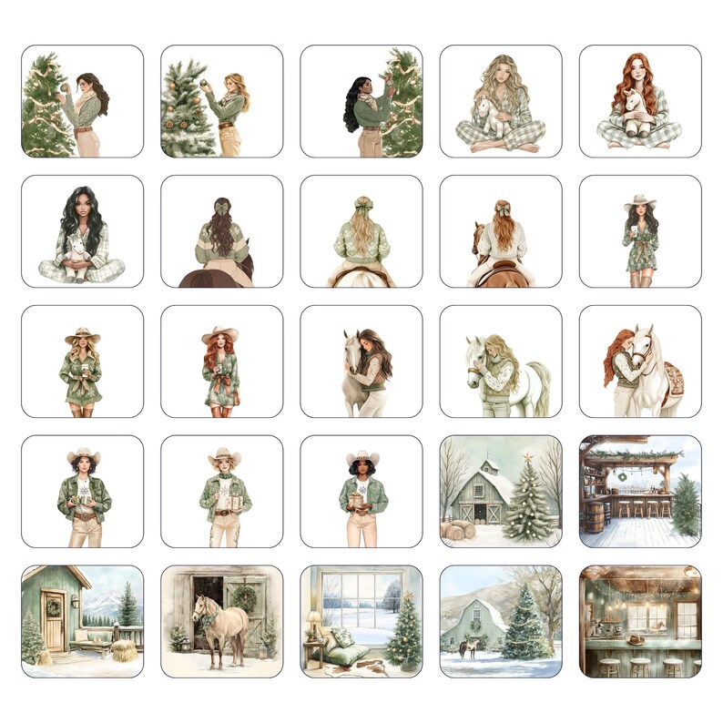 Watercolor Christmas Horse Clipart, Winter Equestrian PNG, Farm Animal ...