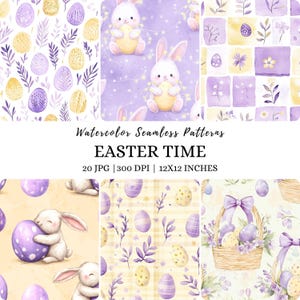 Watercolor Easter Seamless Pattern: Floral Springtime Background (Digital Download)